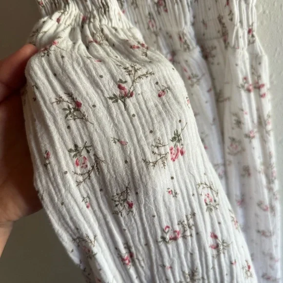 Gauze Cotton White Floral Dress - Picture 3 of 8